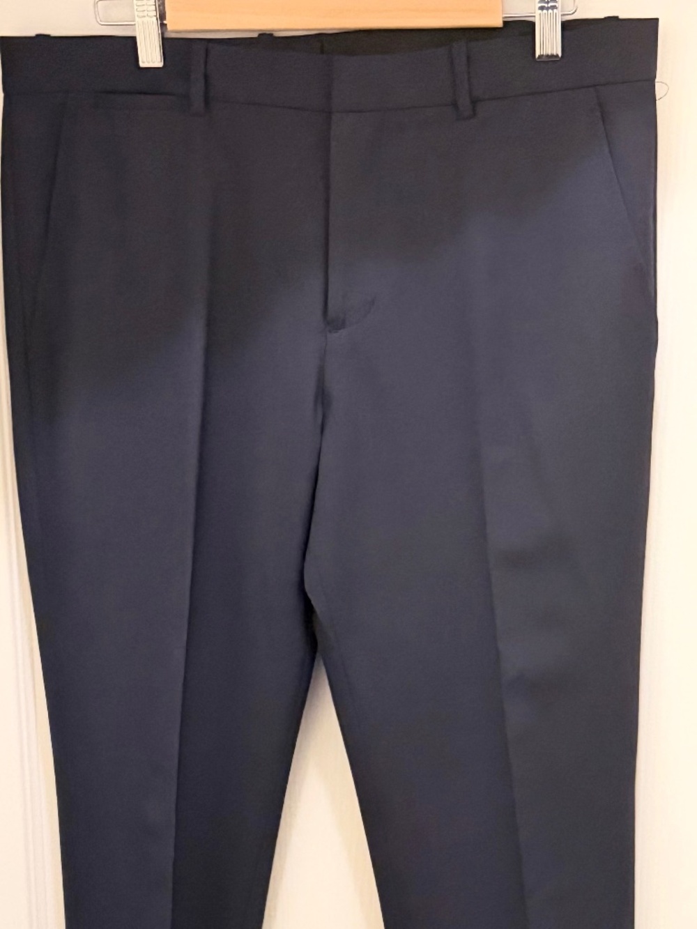 Theory Marlo Tailor Slim Fit Navy Blue Stretch Wool Trousers - Size 34